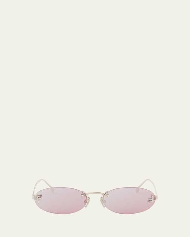 FF Crystal Metal Oval Sunglasses